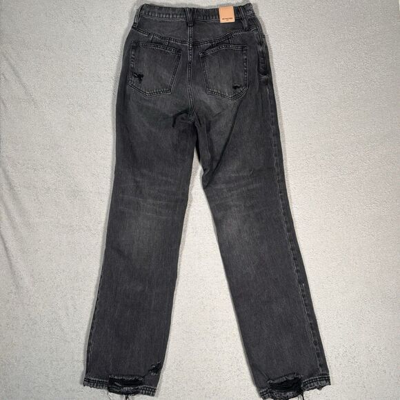 We The Free Crvy Jeans Women’s Size 28 High Rise Straight Leg Distressed Black - Picture 8 of 12